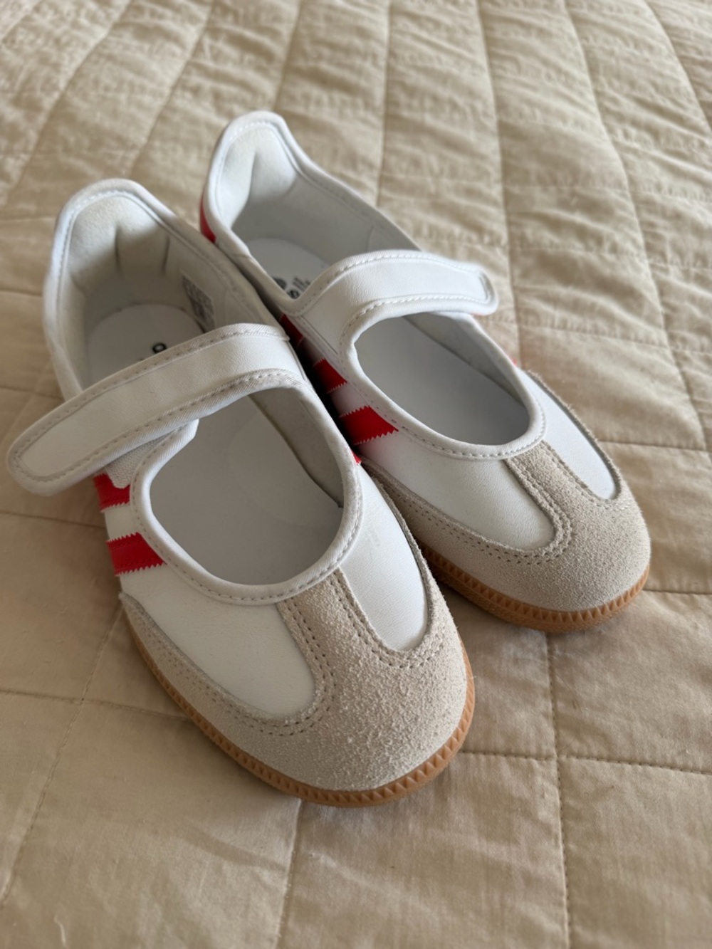 Adidas Kids Red and White Mary Jane Sambas - Picture 2 of 10